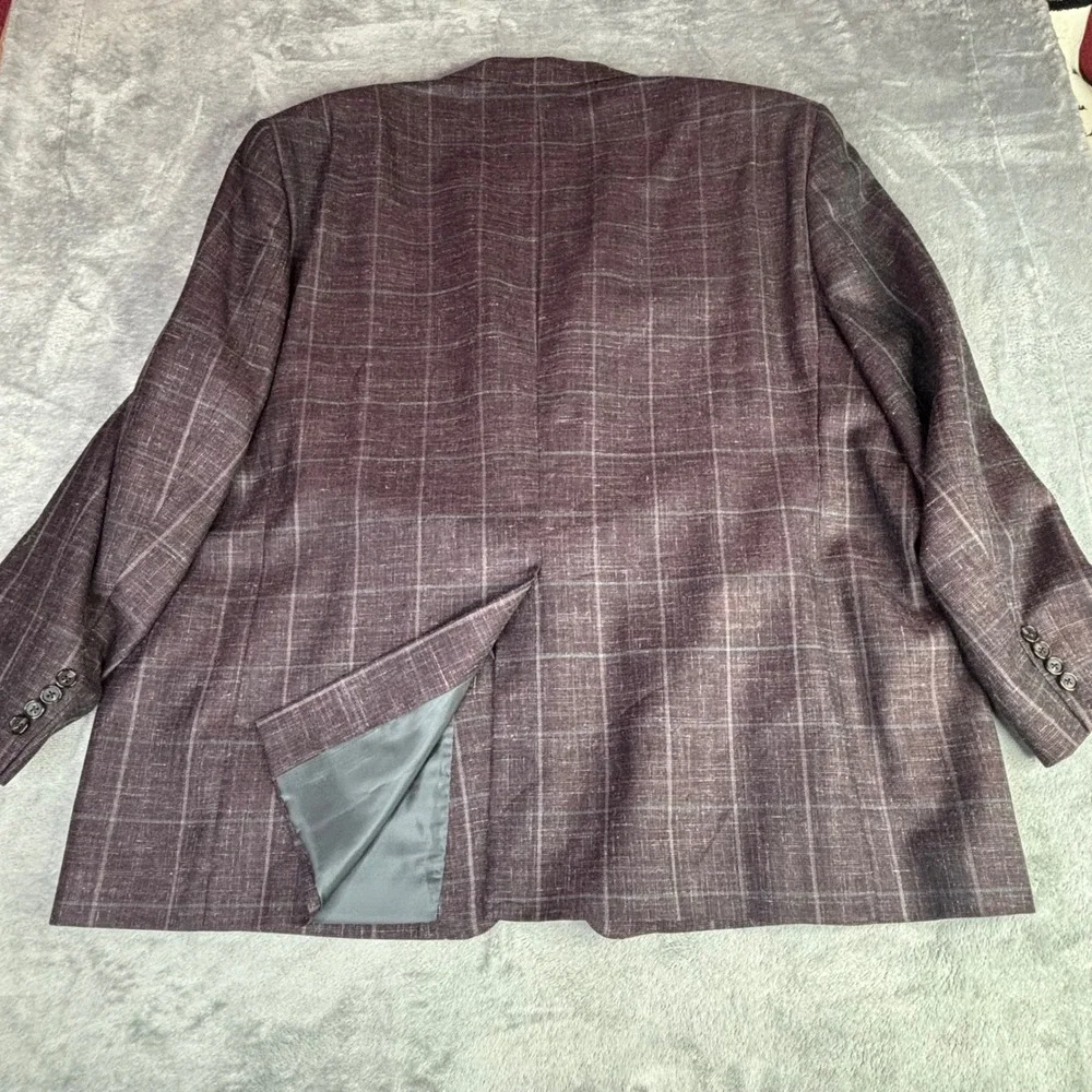 Ralph Lauren Sport Coat Men 56R Burgundy Plaid Wool Silk Linen Blazer Canada